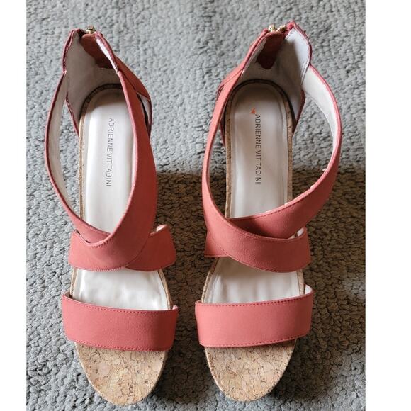 Adrienne Vittadini Platform Wedges Size 9.5 M Strappy Open Toe Burnt Orange - Picture 4 of 5